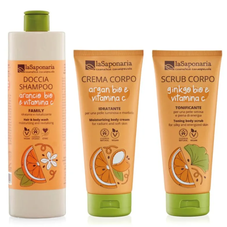 Kit corpo family - Docciashampoo + Crema corpo idratante + Scrub corpo tonificante